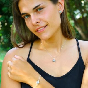 Conjunto Yin Yang Ang Sang Esencia Plata y Blanco